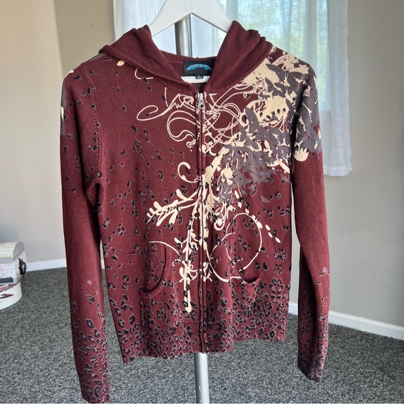 Y2K Till the End Zip-up Hoodie with Ivory Gray Purple Design - Picture 2 of 10